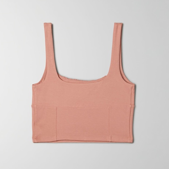 003 NWT WILFRED Aritzia Orbit Crop Tank in Mocha Sorbet - Picture 8 of 8